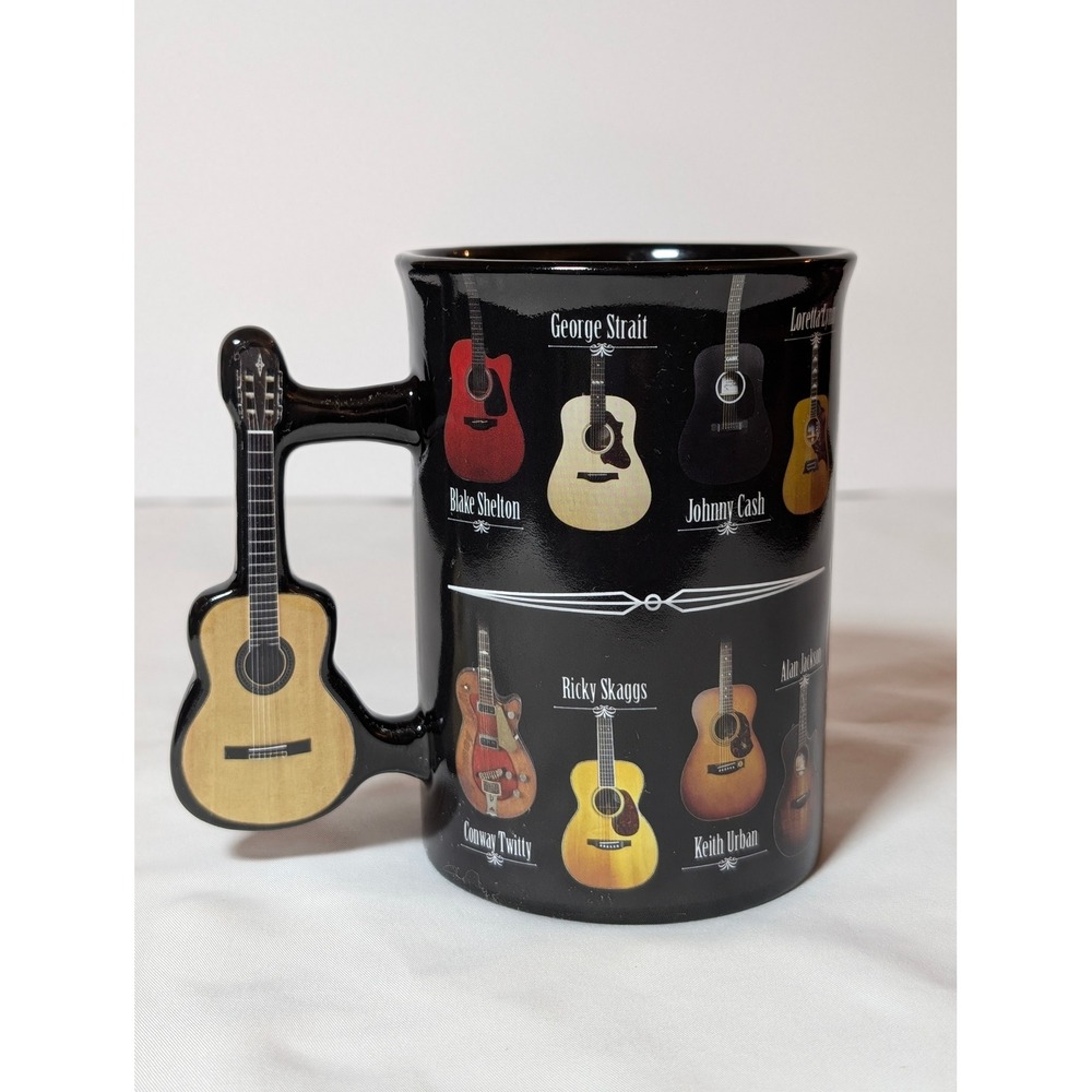 Country Music Legends Coffee Mug Guitar Handle Midsouth Products G6607 Black